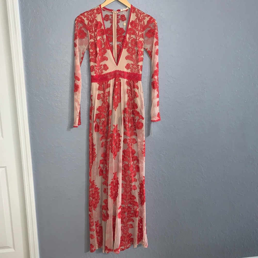 For Love And Lemons Red Floral Dress